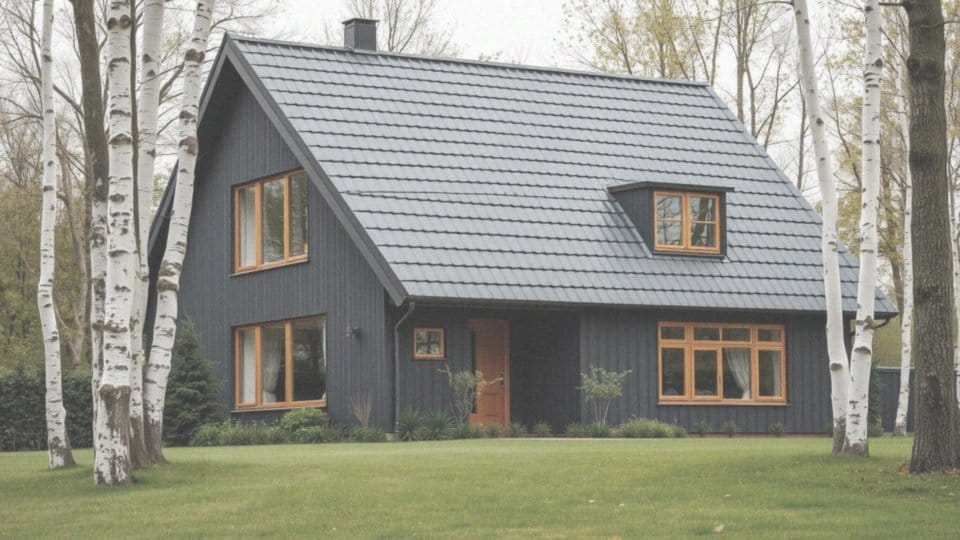 Dach antracytowy i okna Winchester – elegancka architektura nowoczesna